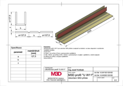 U W11 profil M3D pro příčky 2.0m lepený vykres