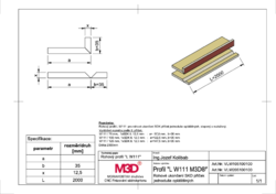 L W111 profil M3D® pro příčky 2.0m rozložený vykres