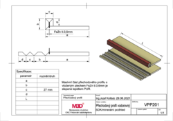 Přechodový profil M3D® vodorovný SDK/minerál, 2 m výkres